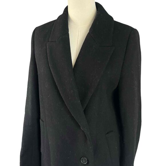 Zara Black Wool Blend Overcoat Buttoned Notched Lapel Mens Size Small - Picture 3 of 16